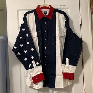 Panhandle Slim flag shirt. Size L unisex